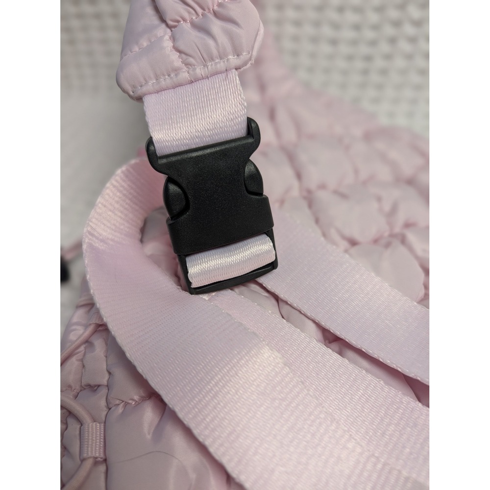 Light Pink Quilted Puffer Sling Bag Adjustable Crossbody Teardrop Backpack - Picture 2 of 9
